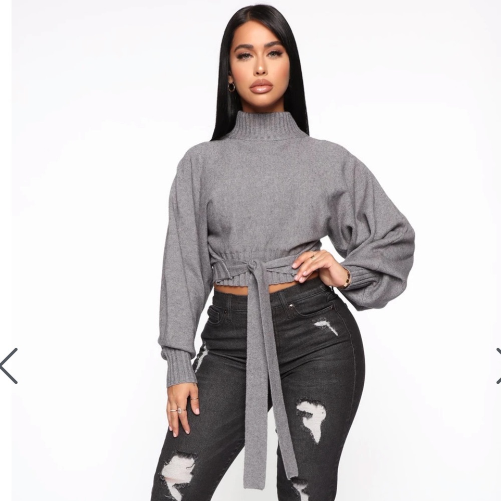 XS Fashion Nova Sweater Grey NWT
